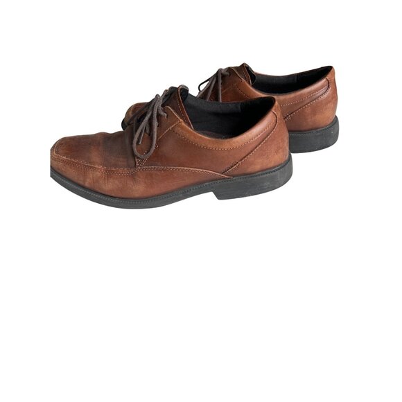 Brown Leather Mens Lace-Up Dress Shoes Bostonian Flexlite Size 9 Square Toe - Picture 4 of 9